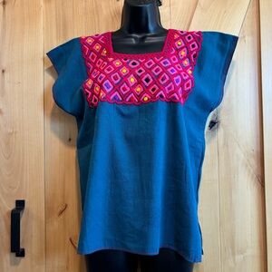 ⚡️ Mega Sale ⚡️ Hand-stitch Embroidered Burgundy Cotton-Manta Top